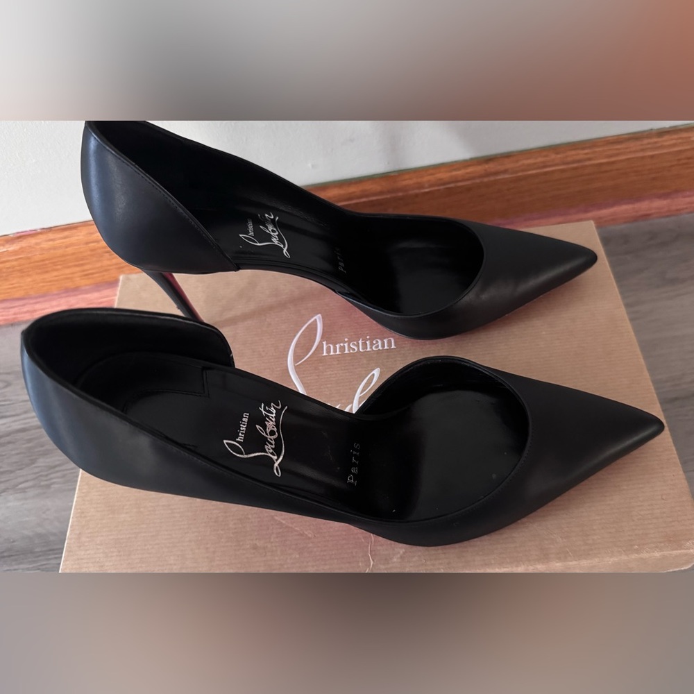 Christian Louboutin Iriza 85 Black  Leather Pumps - Picture 8 of 9